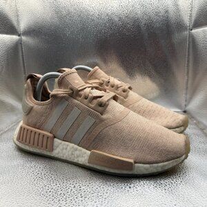 Size 9 Adidas NMD R1 Beige Pink Womens Lace-Up Running Sneaker Shoes CQ2012